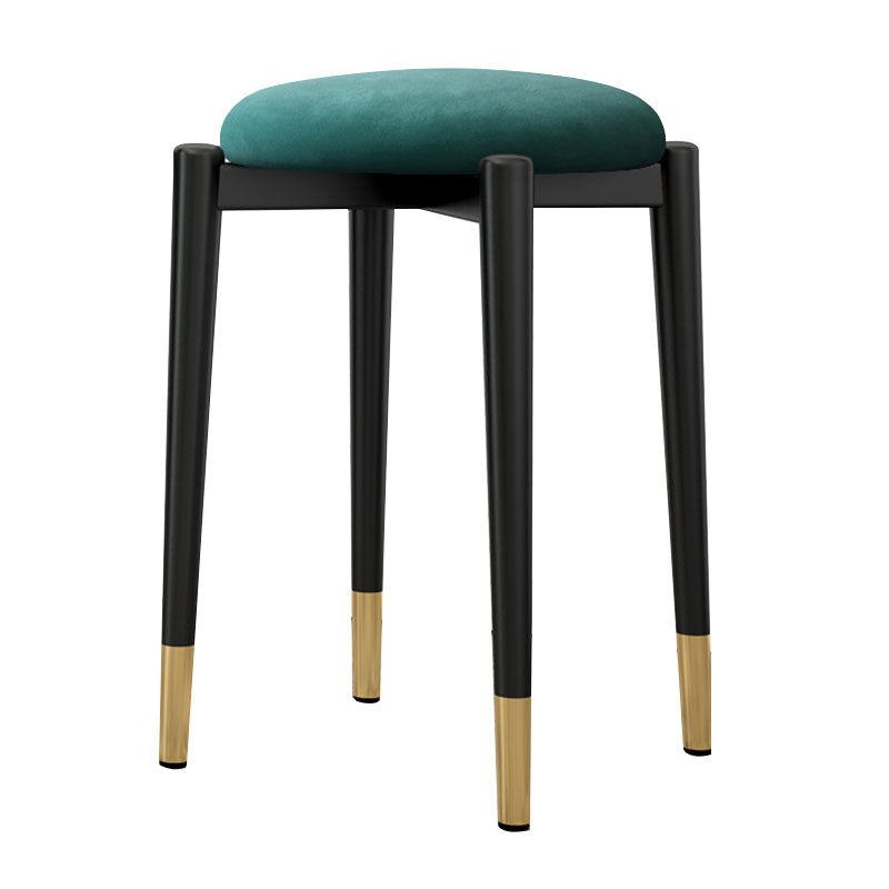 Luxury Ottoman Velvet Tear Resistant Metal Legs Solid Color Round Ottoman