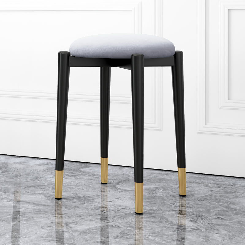 Luxury Ottoman Velvet Tear Resistant Metal Legs Solid Color Round Ottoman