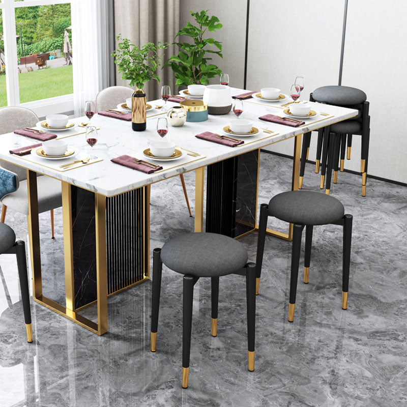 Luxury Ottoman Velvet Tear Resistant Metal Legs Solid Color Round Ottoman