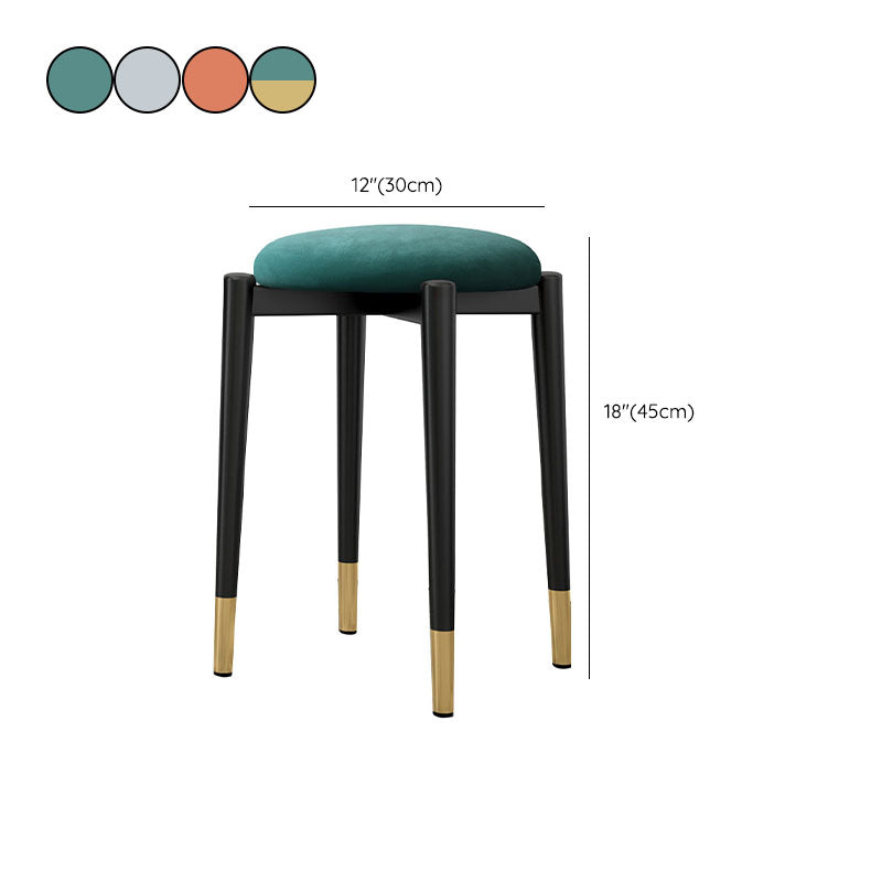 Luxury Ottoman Velvet Tear Resistant Metal Legs Solid Color Round Ottoman