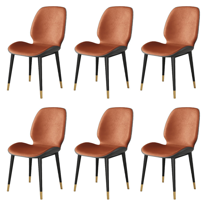 Nordic Style Parsons Dining Chairs Fabric and Faux Leather Chair
