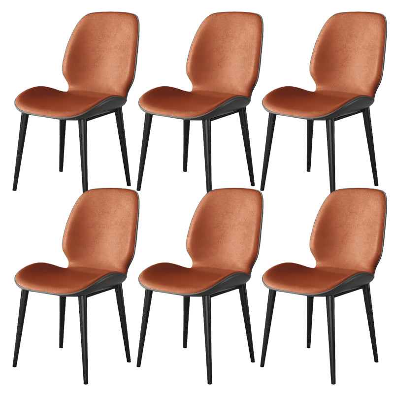 Nordic Style Parsons Dining Chairs Fabric and Faux Leather Chair