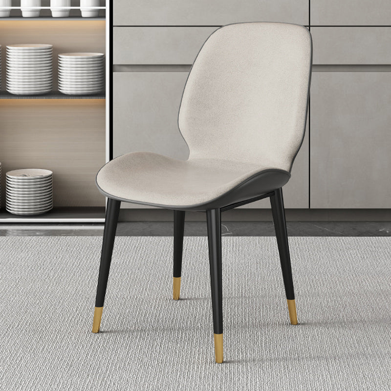 Nordic Style Parsons Dining Chairs Fabric and Faux Leather Chair