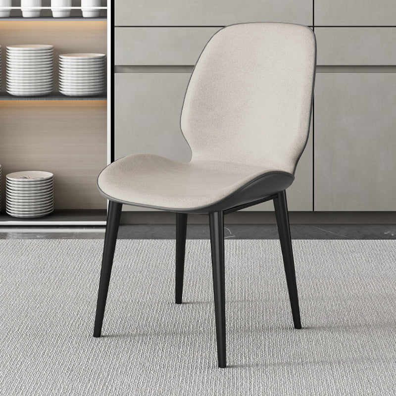 Nordic Style Parsons Dining Chairs Fabric and Faux Leather Chair