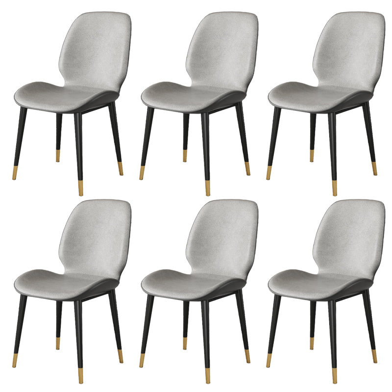 Nordic Style Parsons Dining Chairs Fabric and Faux Leather Chair