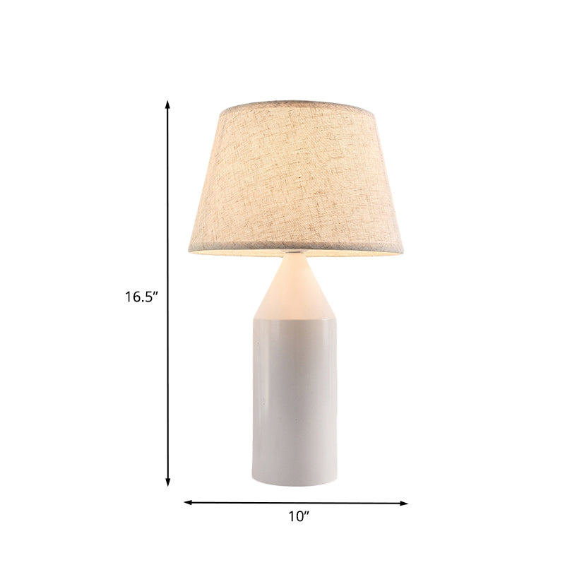 Lampada da comodino metallizzata Pencil Lampada da lettura moderna in tessuto bianco a 1 testa per camera da letto