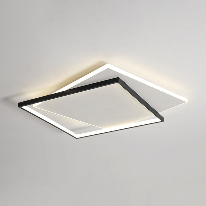 Metal Geometric Flush Mount Fixture Modern 2 Lights Flush Light Fixture in White
