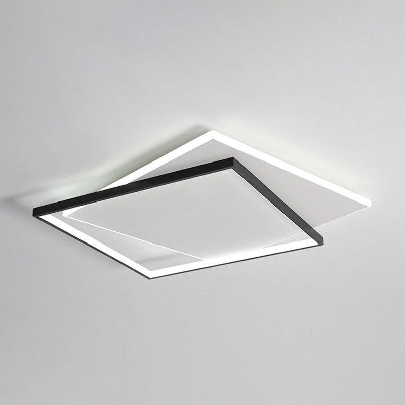 Metal Geometric Flush Mount Fixture Modern 2 Lights Flush Light Fixture in White