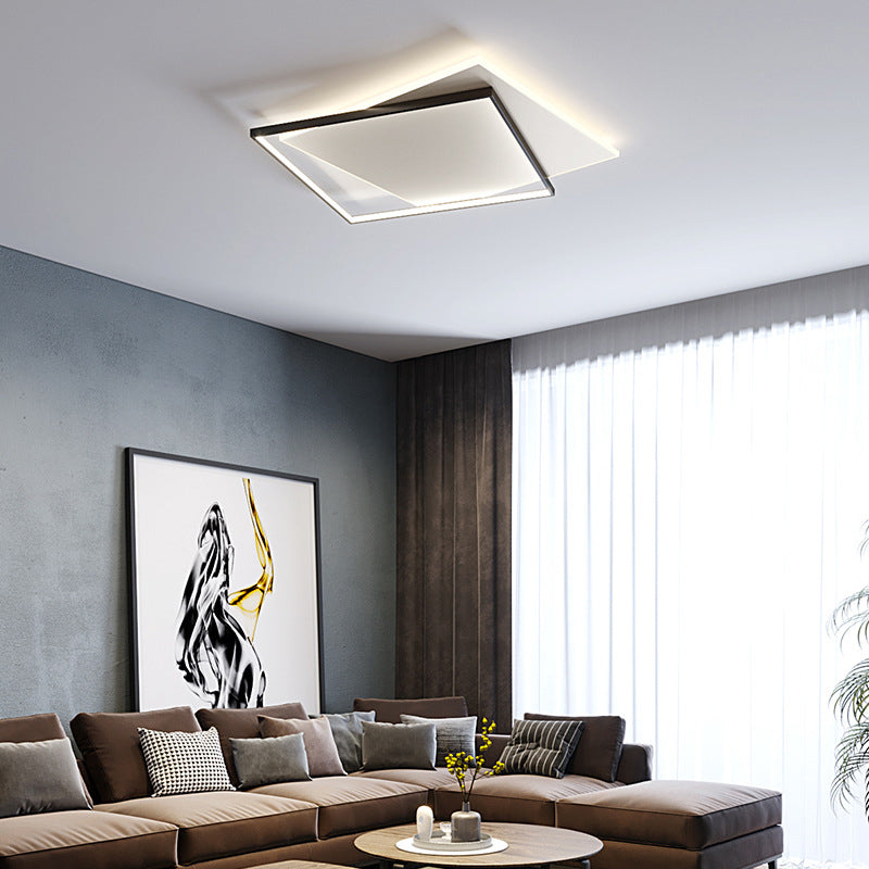 Metal Geometric Flush Mount Fixture Modern 2 Lights Flush Light Fixture in White
