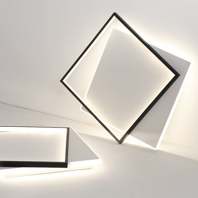 Metal Geometric Flush Mount Fixture Modern 2 Lights Flush Light Fixture in White