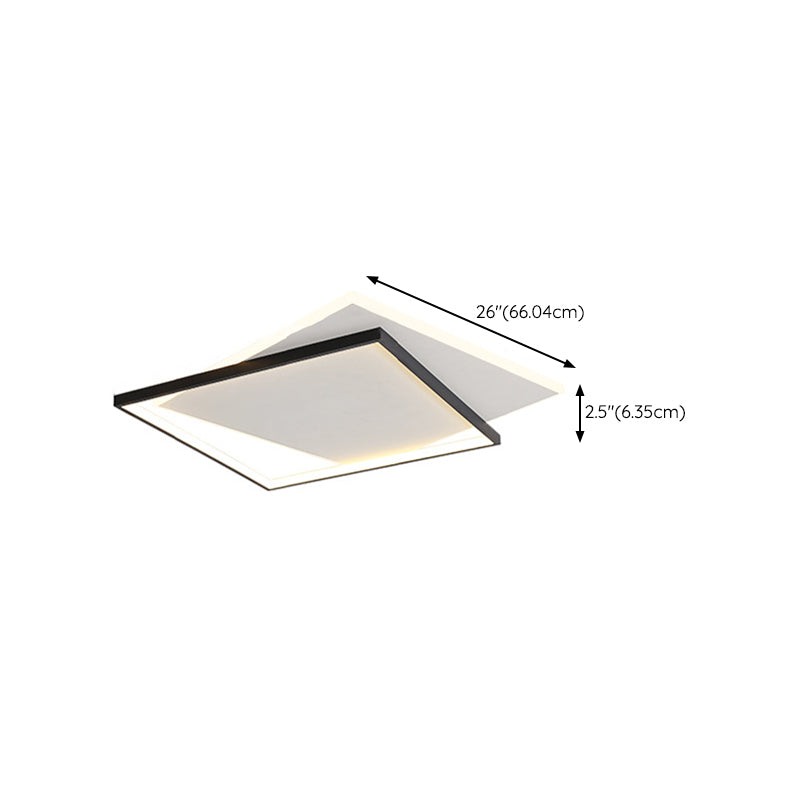 Metal Geometric Flush Mount Fixture Modern 2 Lights Flush Light Fixture in White