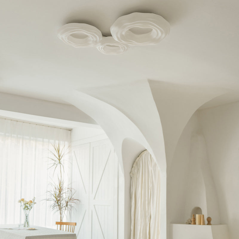 Metal Geometric Flush Mount Fixture Modern 3 Lights Flush Light Fixture in White