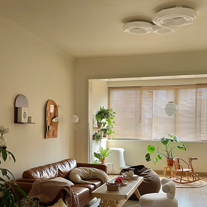 Metal Geometric Flush Mount Fixture Modern 3 Lights Flush Light Fixture in White
