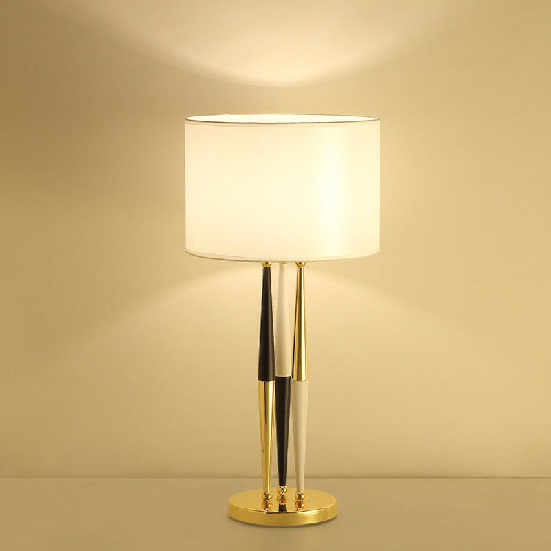 1 Bulb Living Room Table Light Contemporary White Desk Lamp with Drum Fabric Shade