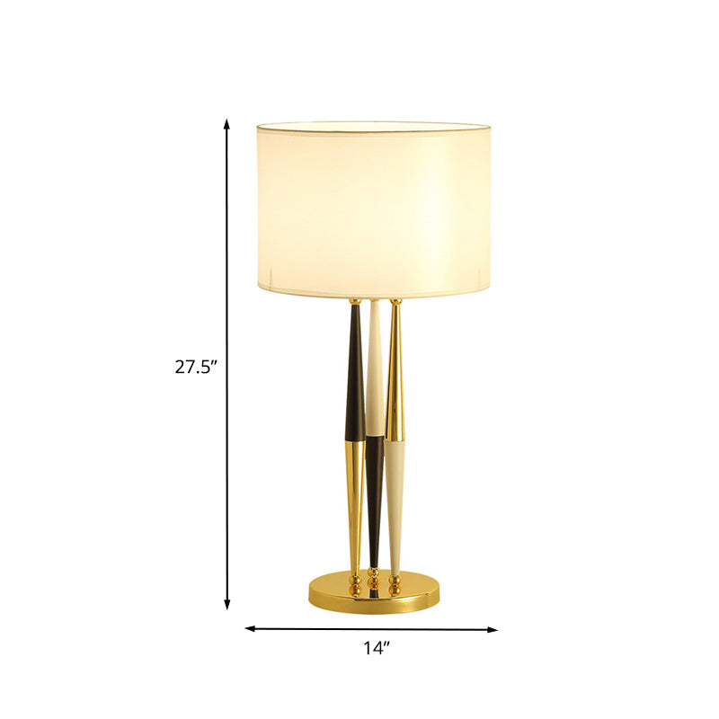 1 Bulb Living Room Table Light Contemporary White Desk Lamp with Drum Fabric Shade
