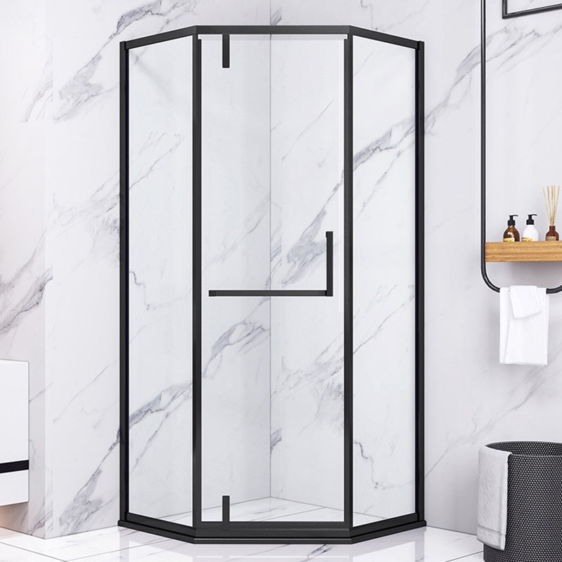 Transparent Pivot Shower Bath Door Silver and Black Frame Shower Door