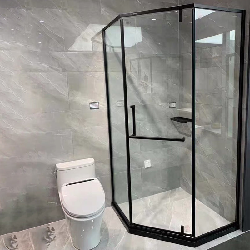 Transparent Pivot Shower Bath Door Silver and Black Frame Shower Door