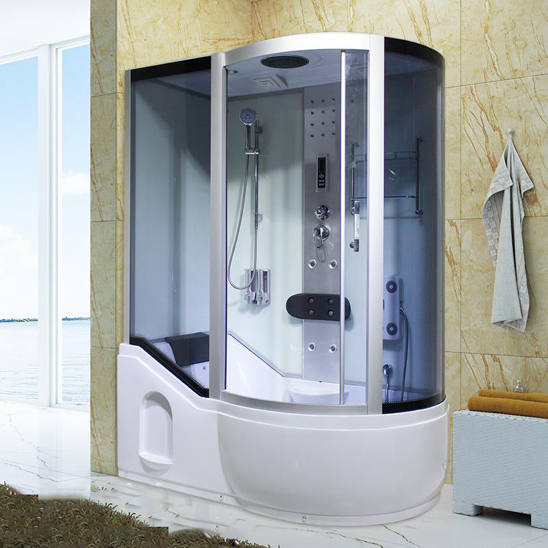 Double Sliding White Shower Kit Tinted Framed Tub & Shower Kit
