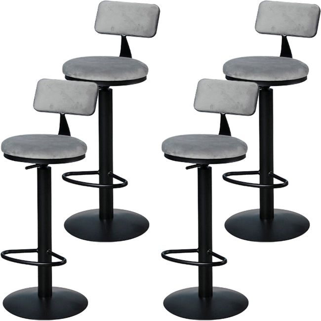 Low Back Bar Stools Adjustable Height Swivel Dining Stools with Metal Base