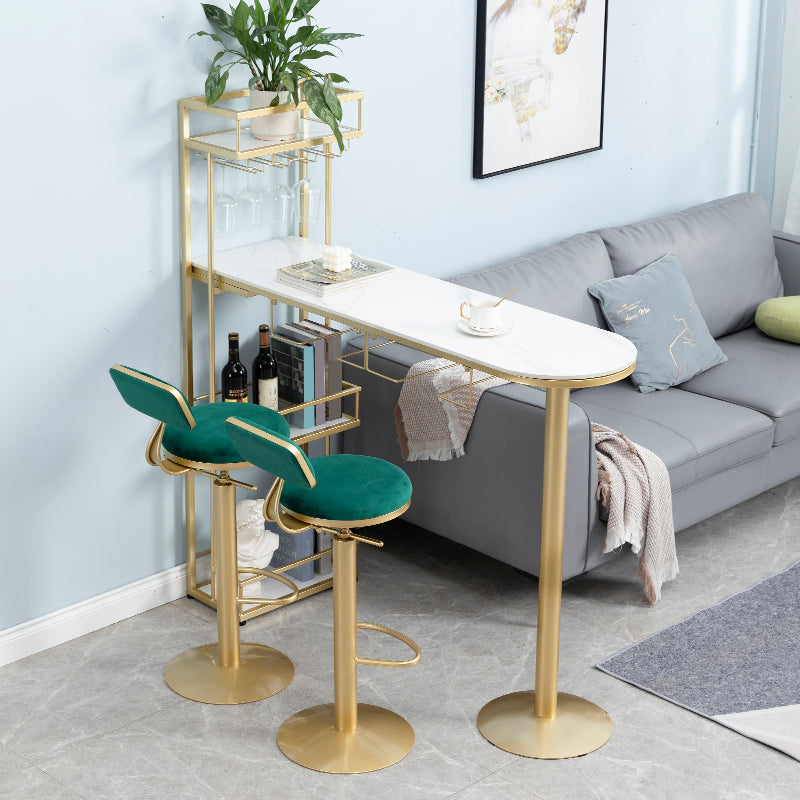 Low Back Bar Stools Adjustable Height Swivel Dining Stools with Metal Base