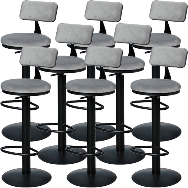 Low Back Bar Stools Adjustable Height Swivel Dining Stools with Metal Base