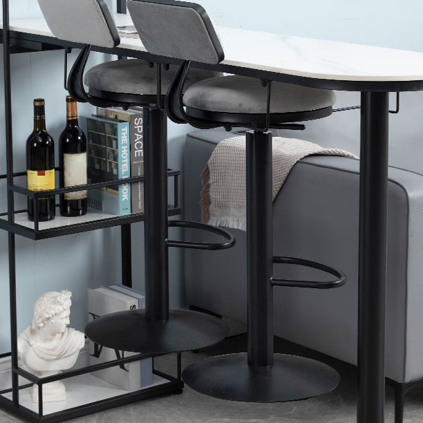 Low Back Bar Stools Adjustable Height Swivel Dining Stools with Metal Base