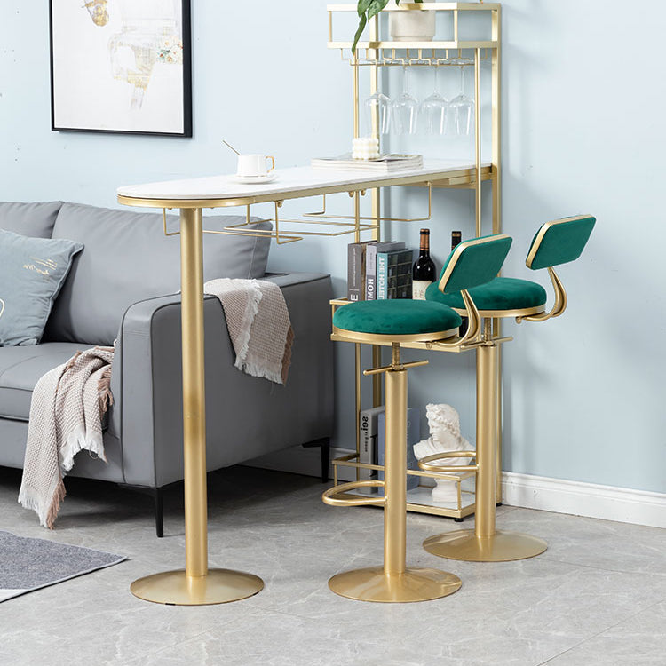 Low Back Bar Stools Adjustable Height Swivel Dining Stools with Metal Base