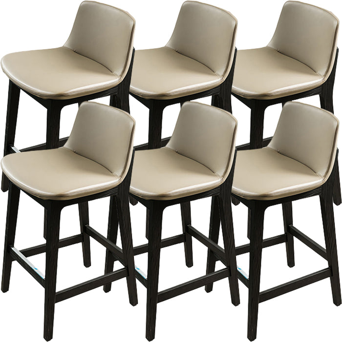 Scandinavian Solid Wood Bar Stool Backrest Counter Stool in Gray