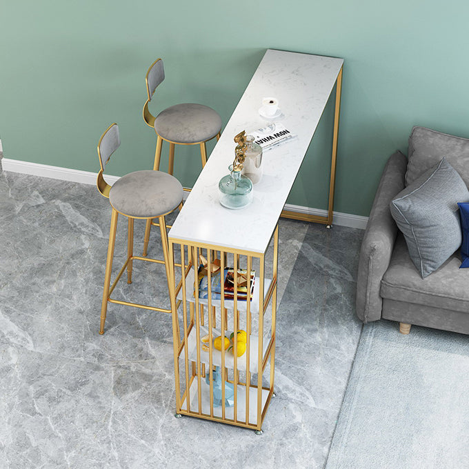 Glam Faux Marble Bar Dining Table Rectangle Bar Table for Dining Room