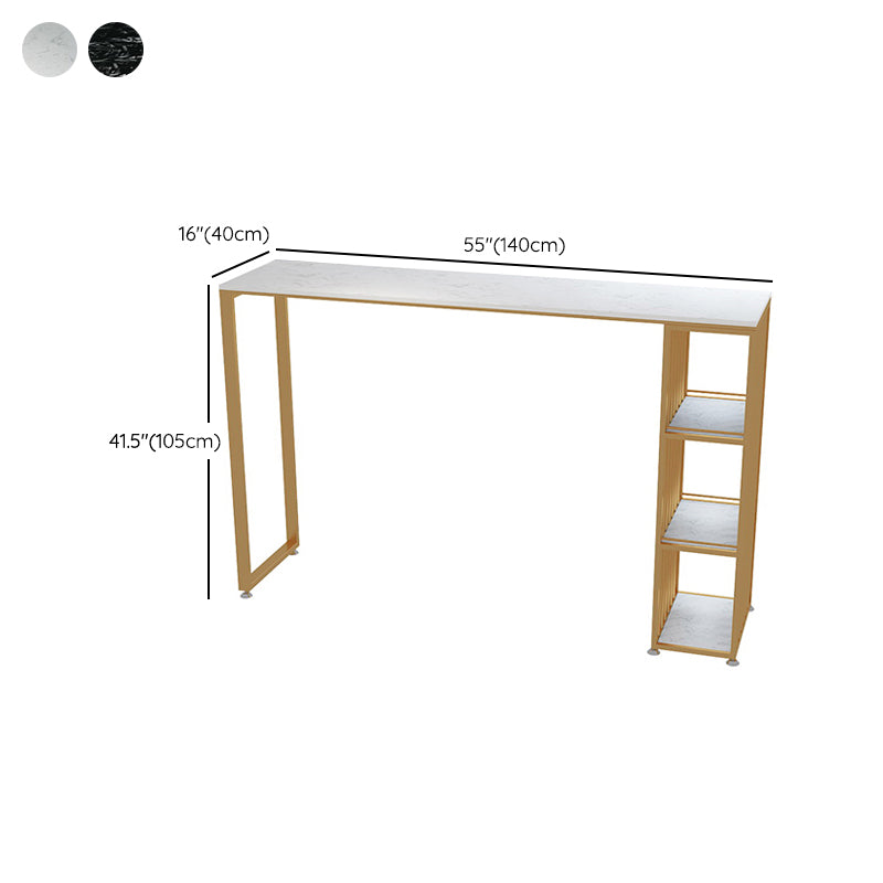 Glam Faux Marble Bar Dining Table Rectangle Bar Table for Dining Room