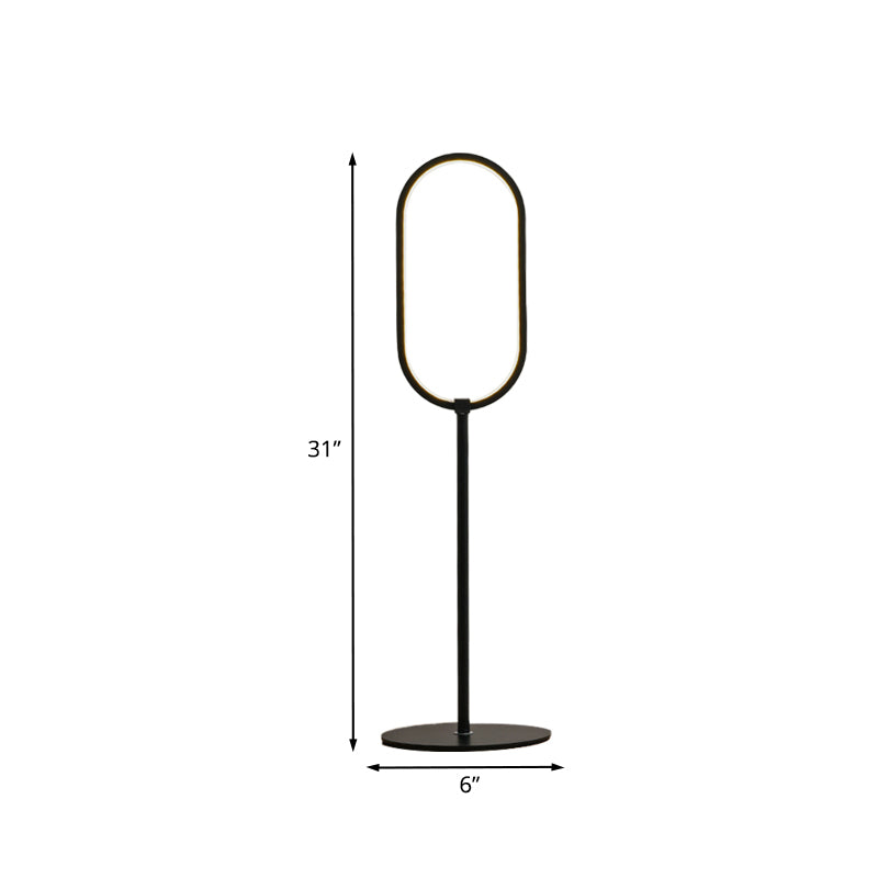 Luz de mesa de hierro de anillo ovalado lámpara de lectura de acabado negro led simple para sala de estudio para sala de estudio