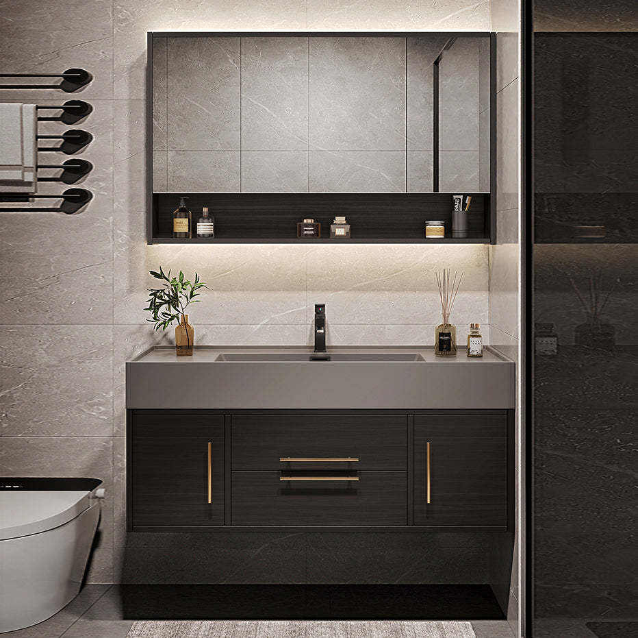 Wall Mount Bathroom Sink Vanity Glam Bathroom Vanity Set with Mirror