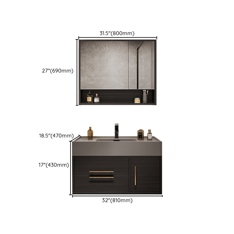 Wall Mount Bathroom Sink Vanity Glam Bathroom Vanity Set with Mirror