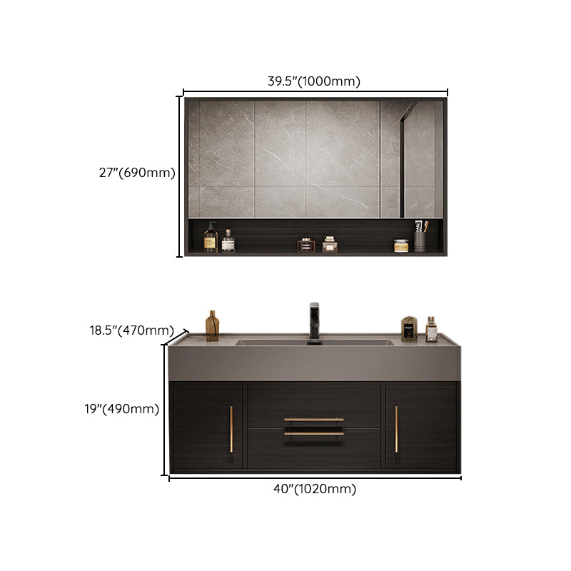 Wall Mount Bathroom Sink Vanity Glam Bathroom Vanity Set with Mirror