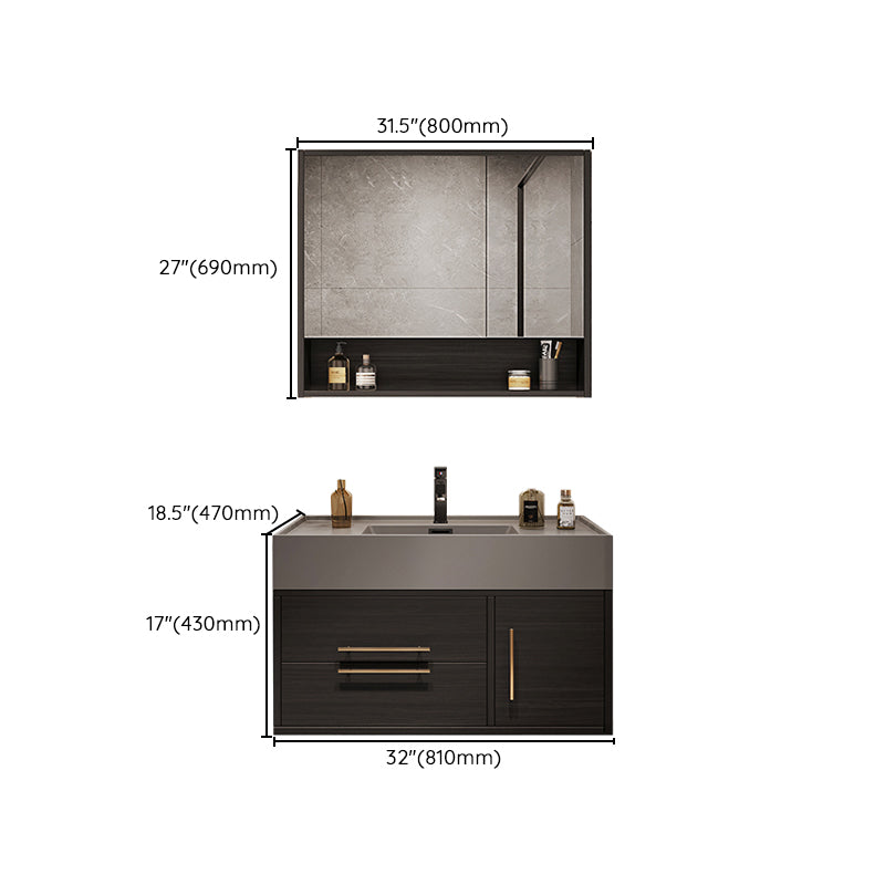 Wall Mount Bathroom Sink Vanity Glam Bathroom Vanity Set with Mirror