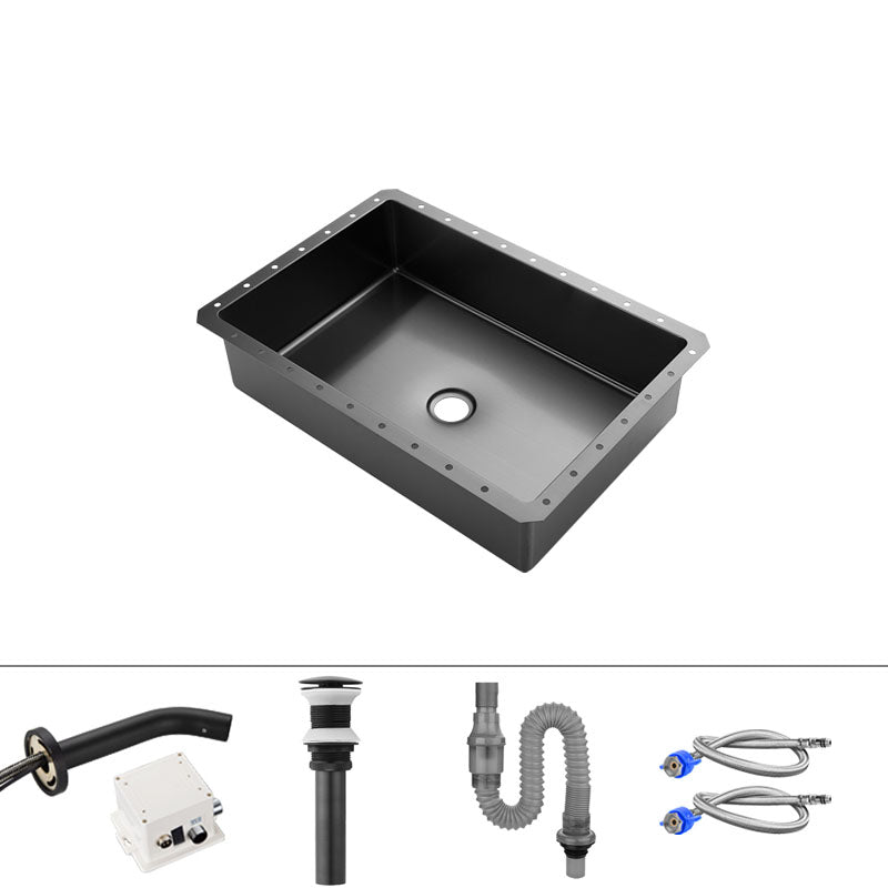 Modern Black Basin Sink Stainless Steel Rectangular Undermount Bathroom Sink
