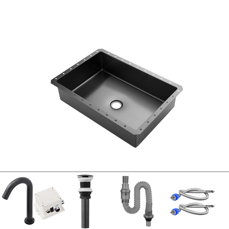 Modern Black Basin Sink Stainless Steel Rectangular Undermount Bathroom Sink