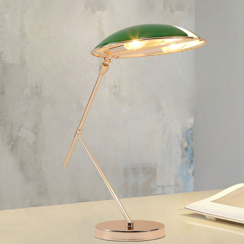 Metal Flat Dome Reading Light Light Modern de 2 bombas Lámpara de mesa verde con cable enchufable