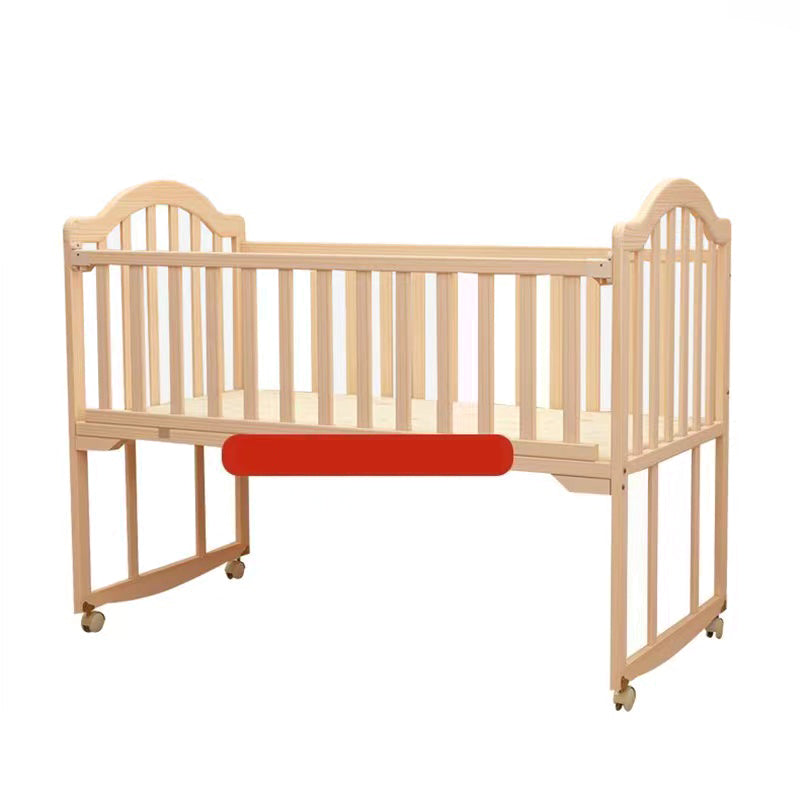 Solid Wood Convertible Crib Simple Crib with Adjustable Height