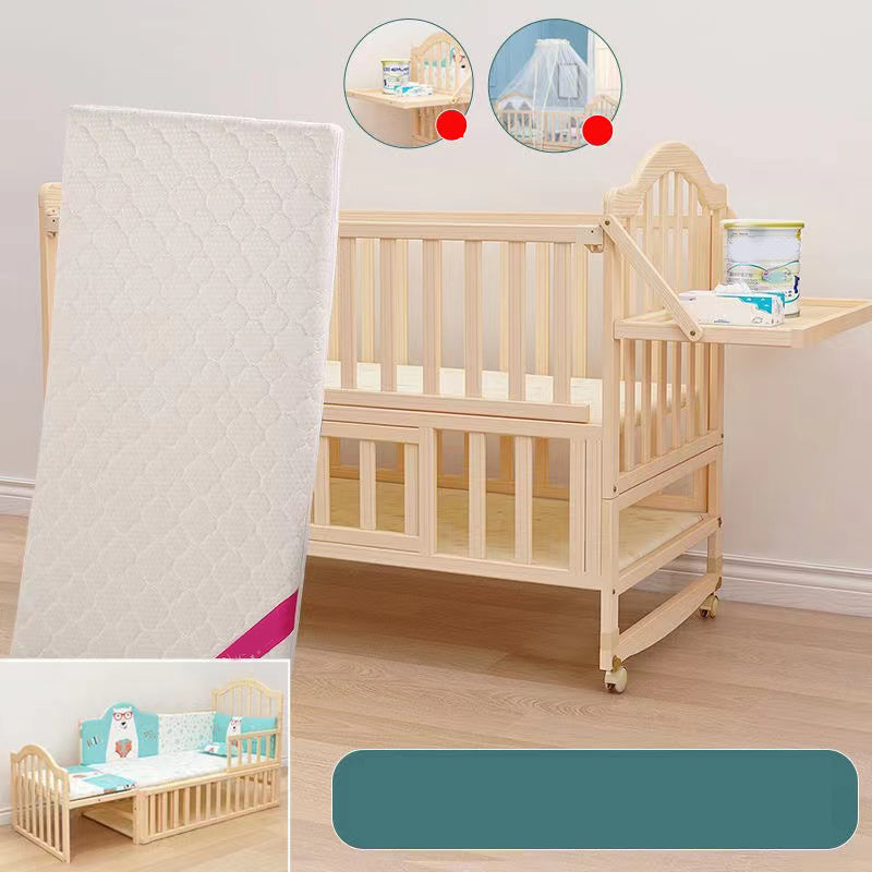 Solid Wood Convertible Crib Simple Crib with Adjustable Height
