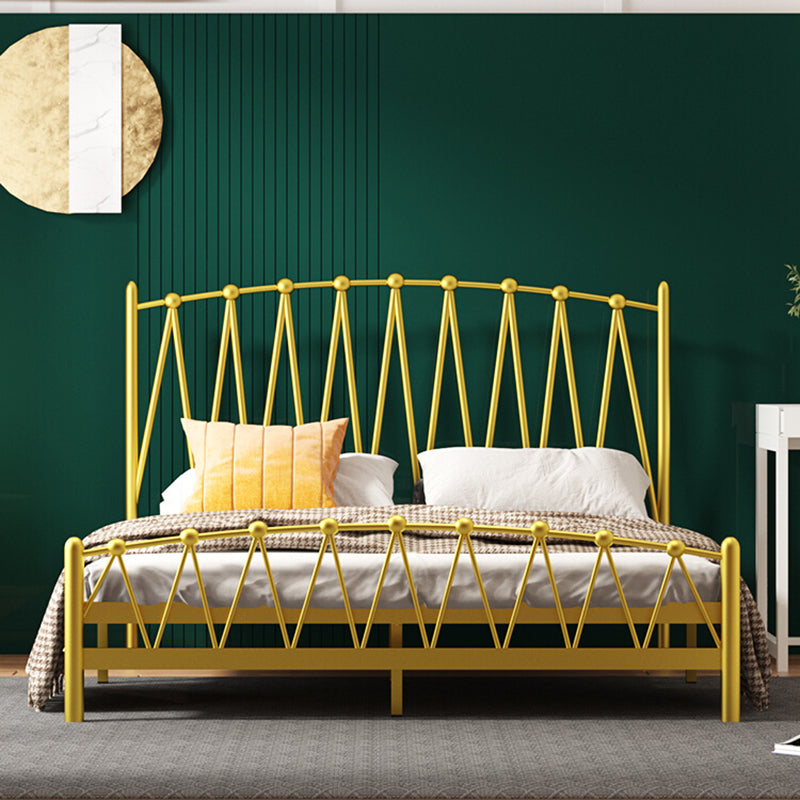 Glam Solid Color Open-Frame Bed Metal Open-Frame Bed with Metal Legs