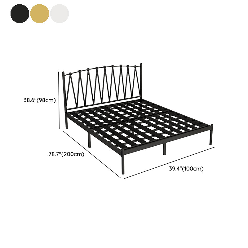 Glam Solid Color Open-Frame Bed Metal Open-Frame Bed with Metal Legs