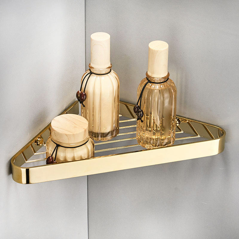 2-Piece Modern Bathroom Accessory Set, Polished Chrome/Gold, Bath Shelf