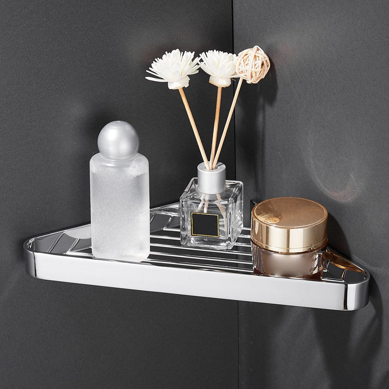 2-Piece Modern Bathroom Accessory Set, Polished Chrome/Gold, Bath Shelf