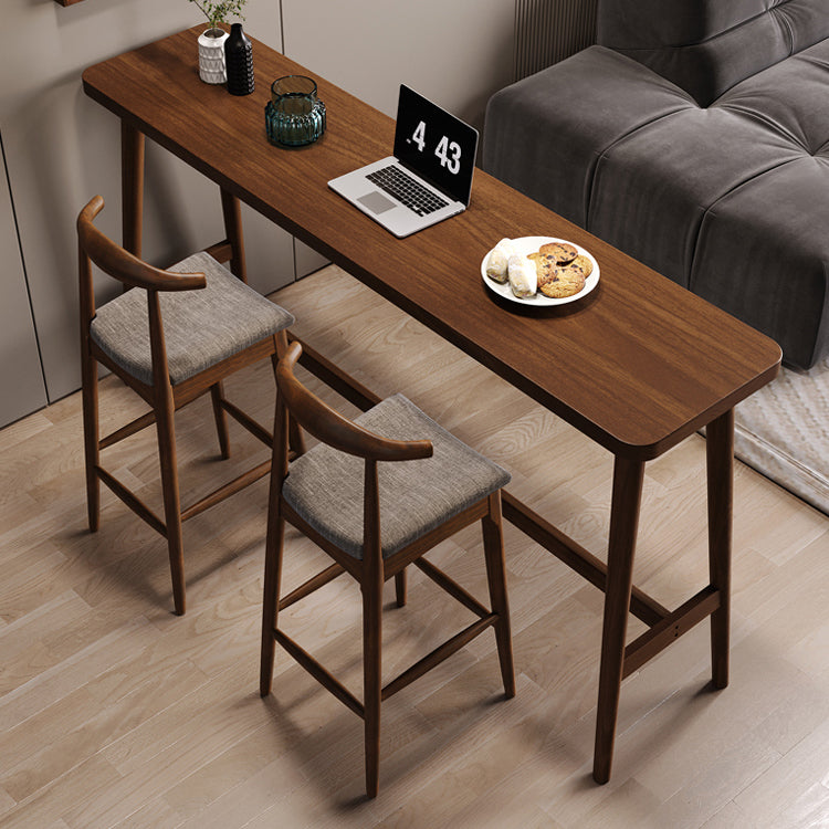 Modern Counter Height Pub Set 1/2/3 Pcs Solid Wood Bar Table and Stools in Brown