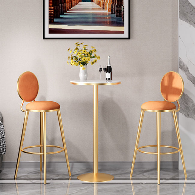 Modern Round Bar Table Set 1/3 Pcs Solid Wood Bar Table and Leather Upholstered Stools