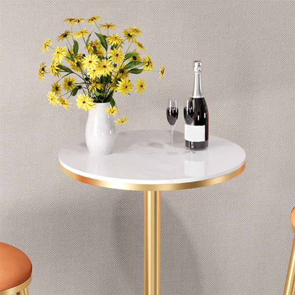 Modern Round Bar Table Set 1/3 Pcs Solid Wood Bar Table and Leather Upholstered Stools