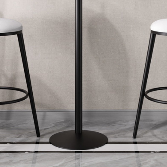 Modern Round Bar Table Set 1/3 Pcs Solid Wood Bar Table and Leather Upholstered Stools