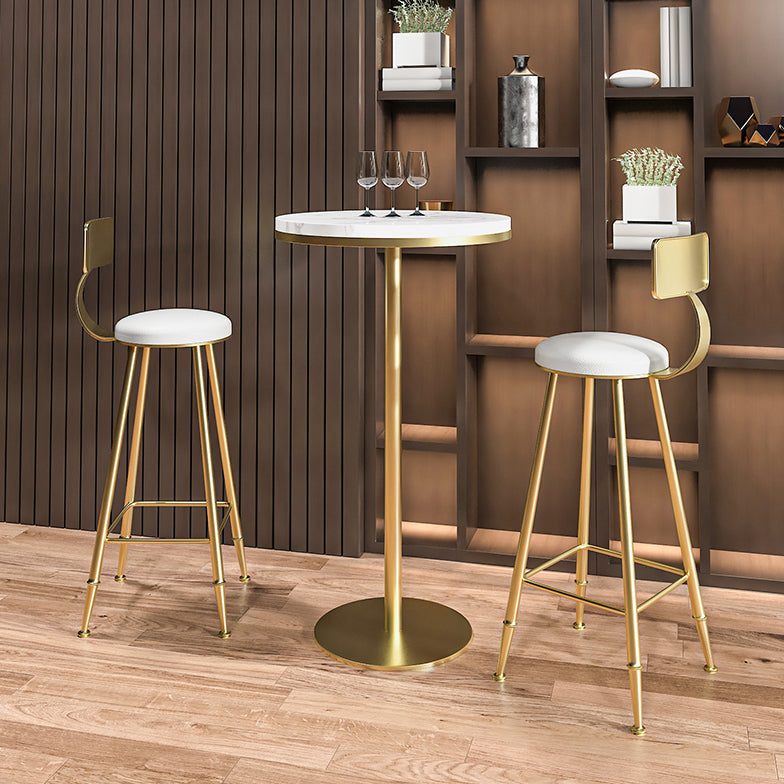 Modern Round Bar Table Set 1/3 Pcs Solid Wood Bar Table and Leather Upholstered Stools