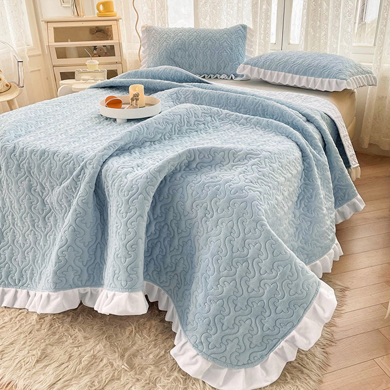 Sheet Sets Flannel Solid Color Super Soft Breathable Wrinkle Resistant Bed Sheet Set